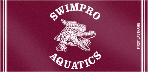  SwimPro Aquatics  gave the competition something to talk about with these custom woven swim team towels! Send us your logo and have us create your very own custom swim team towel.